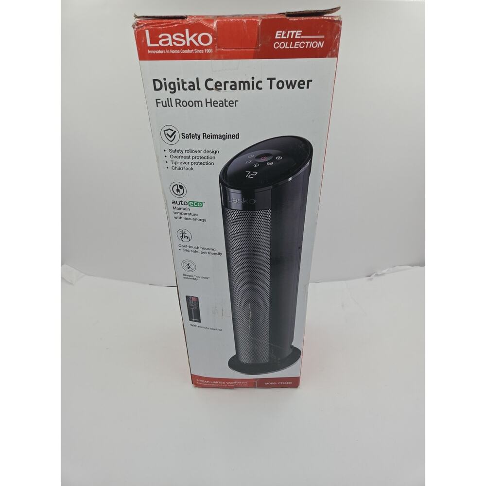Ceramic Tower Space Heater Oscillating w/ Remote Control Black Open Box